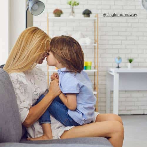 Warm loving moment between child and mother