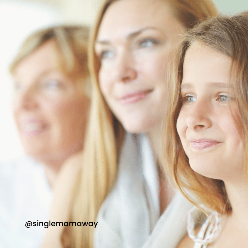 Three generations of women, child. mother, grandmother