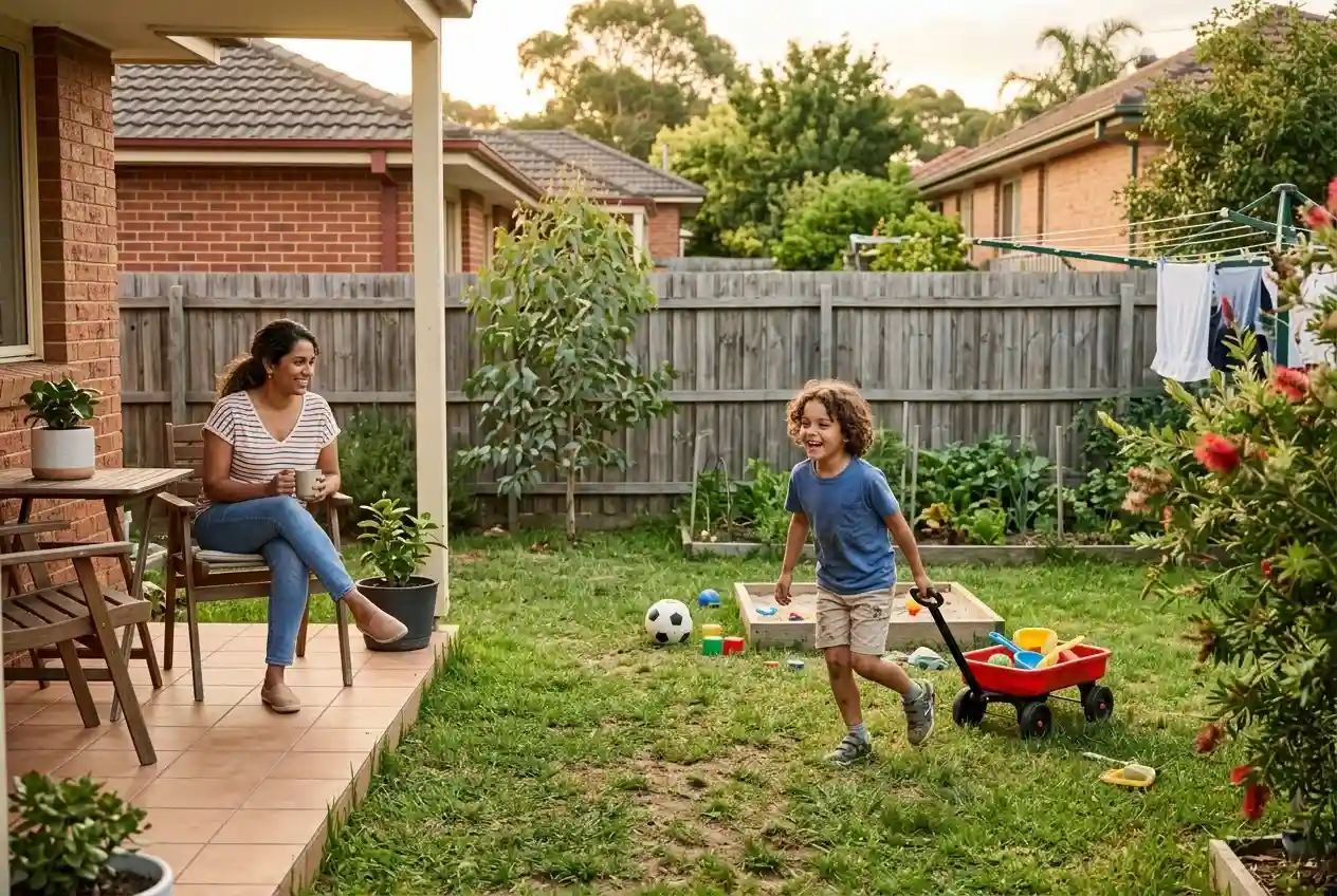 4-happy-settled-child-playing-in-the-backyard-while-their-single-mum-watches - Single Mama Way Counselling happy settled child playing in the backyard while their single mum watches