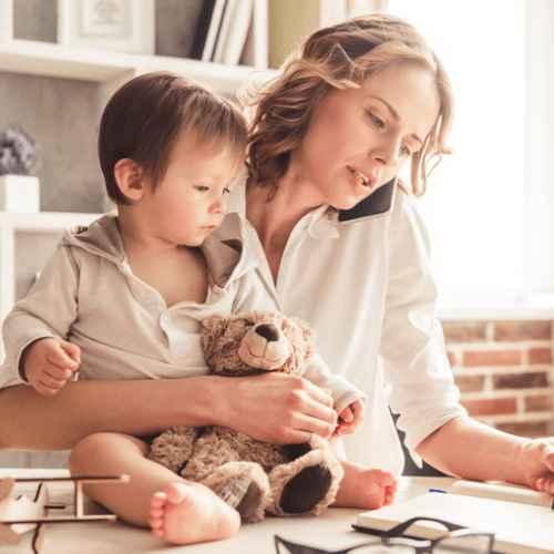 Busy mum and baby boy